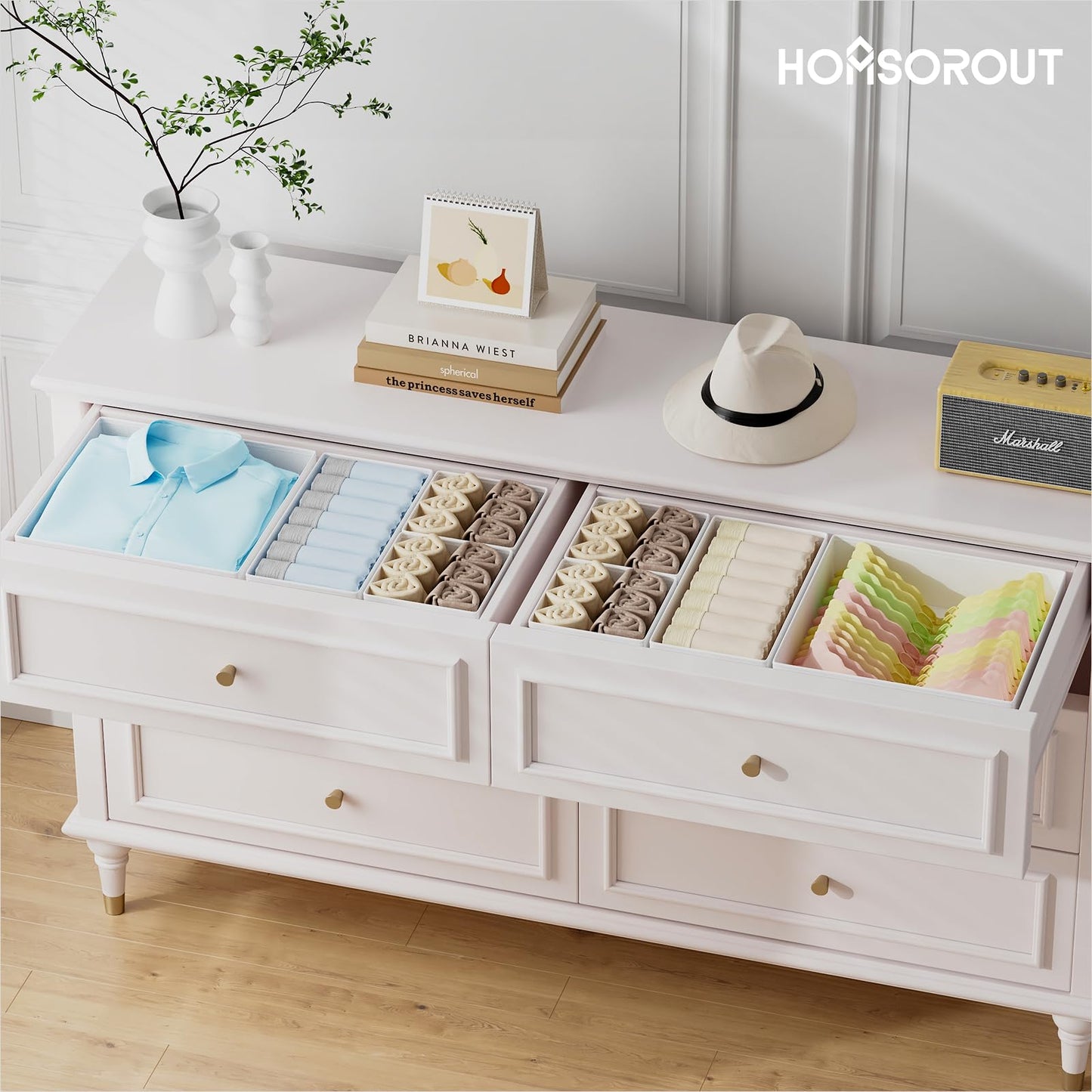 Homsorout Drawer Organisers Foldable Drawer Dividers - 10 Pack Fabric Clothes Wardrobe Storage Boxes Drawer Dividers Cubes for Baby Clothing, Socks