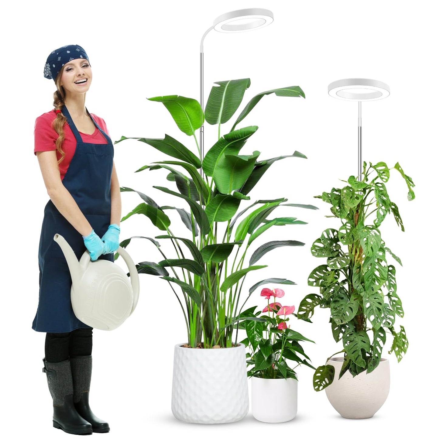wolezek 80 LEDs Grow Light, 65in Grow Lights for Indoor Plants Full Spectrum, 3 Colors Plant Lights Indoor with 360?Gooseneck, 6/12/16H Timer, 5