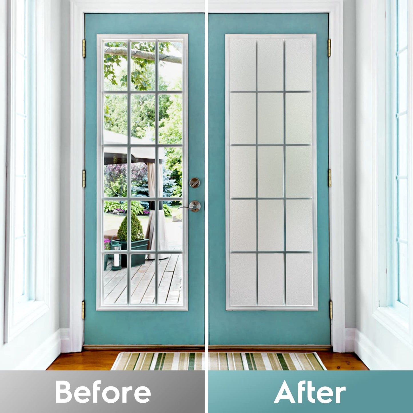 DOWELL Frosted Window Film Privacy Film for Glass Windows 60x400cm, Opaque Frosting Cover for Bathroom Bedroom Kitchen and Office Door, Self Adhesive