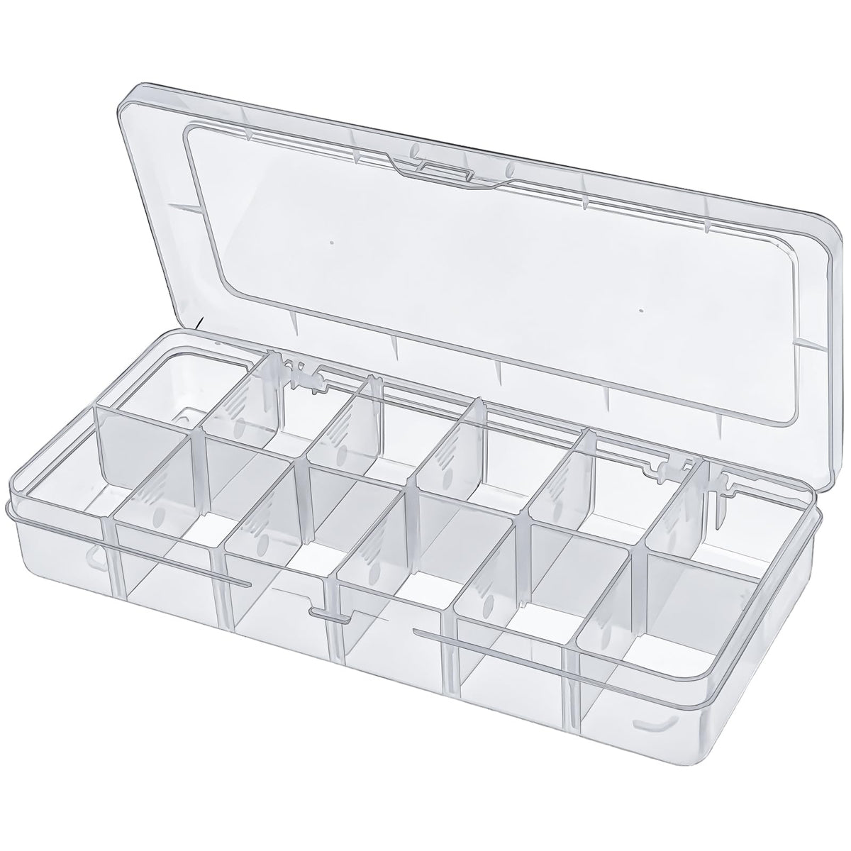 DARUITE Fishing Tackle Box, 12 Grid Plastic Organiser Box with Compartments