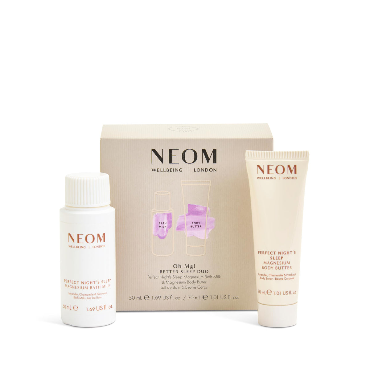 NEOM Oh Mg! Better Sleep Duo Gift Set | Perfect Night's Sleep Magnesium Bath Milk & Magnesium Body Butter I 100% Natural I Feel Relaxed and Ready for