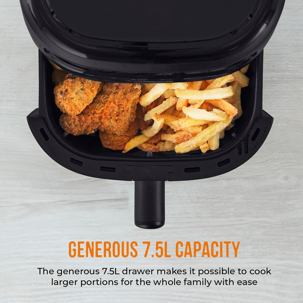 Tower, T17123, Vortx Vizion 7.5L Air Fryer with Colour Digital Display, Digital Control Panel & 7 One-Touch Pre-sets, 1900W, Black