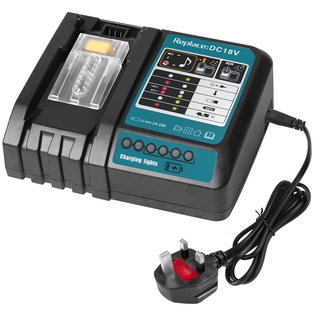 Powarobor Fast Charger Compatible with makita 14.4V-18V Li-ion Battery BL1815 BL1830 BL1840 BL1850 BL1860 BL1415 BL1430 BL1440 DC18RD DC18RA DC18SF