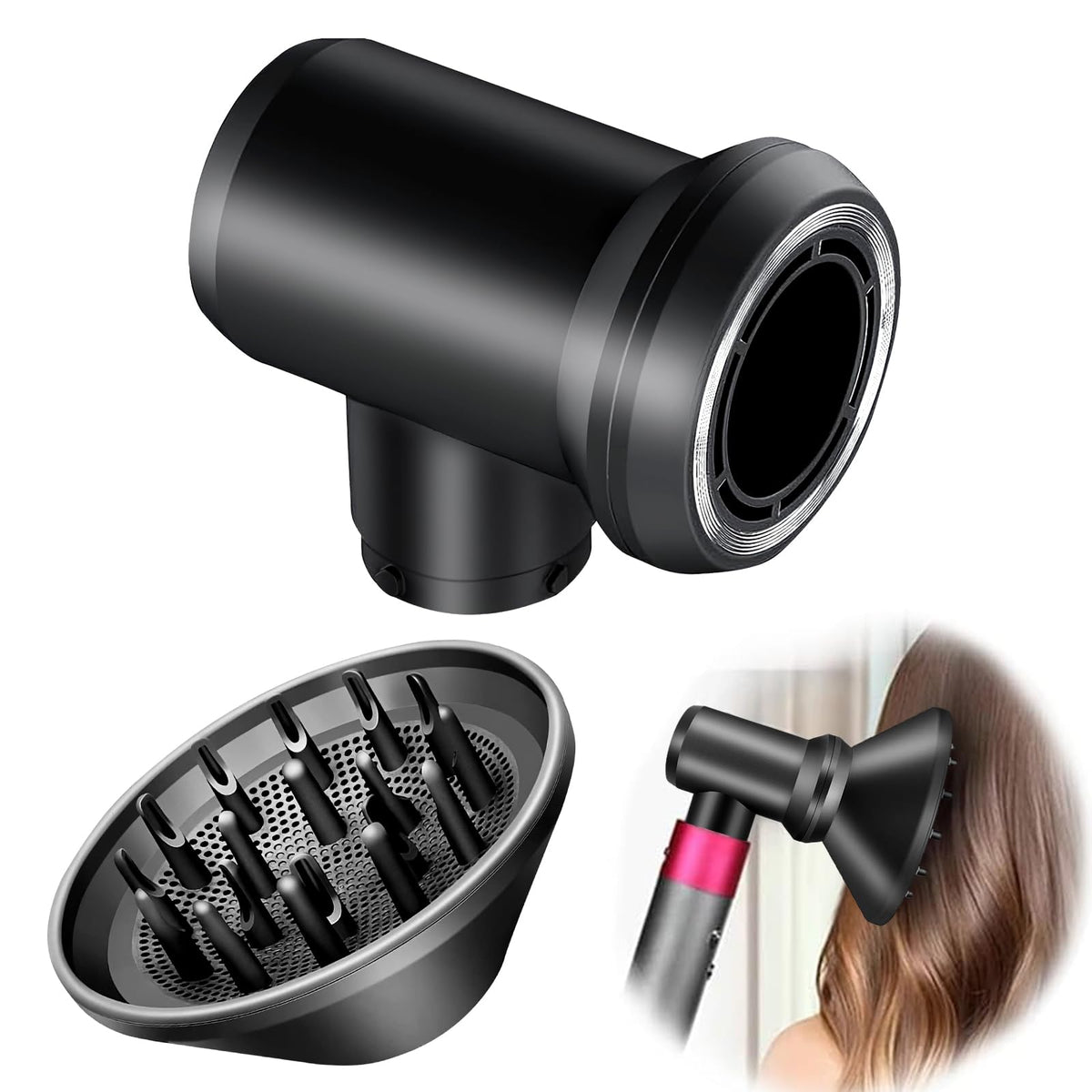 Chuancheng Diffuser and Adaptor for Dyson Airwrap Styler for Airwrap Styler Into A Hair Dryer Combination, 1.0 Count