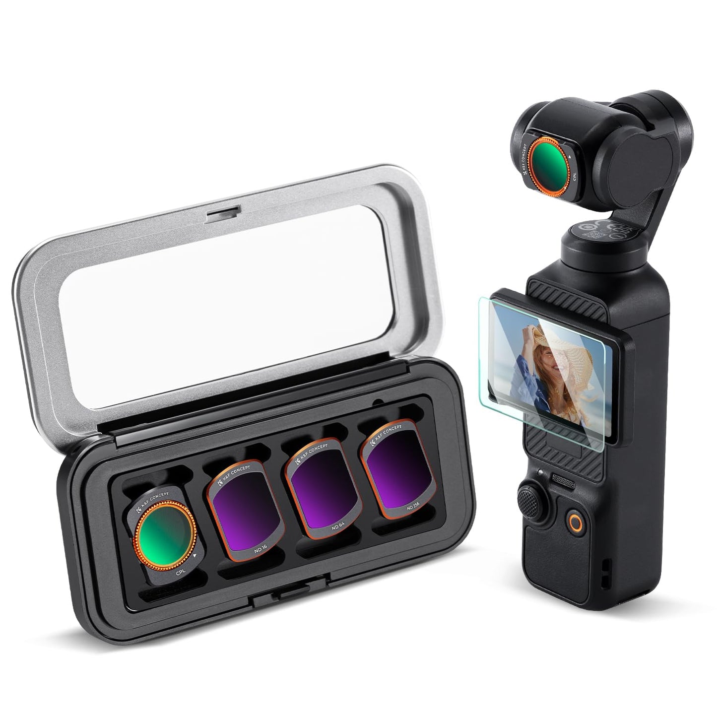 K&F CONCEPT HD CPL ND16 ND64 ND256 Filter Kit Compatible with DJI OSMO Pocket 3 Creator Combo Accessories Magnetic Action Camera Neutral Density