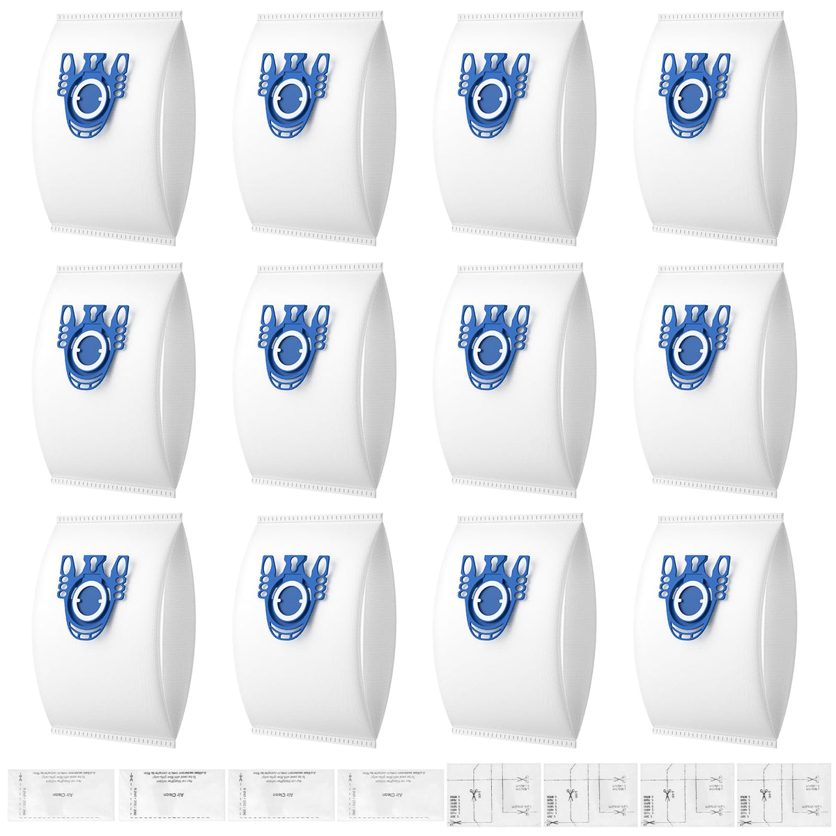 12 Pack 3D Airclean GN Vacuum Bags Compatible with Miele Classic C1, Complete C1, Complete C2, Complete C3, S227, S240, S270, S400, S2, S5, S8 Series