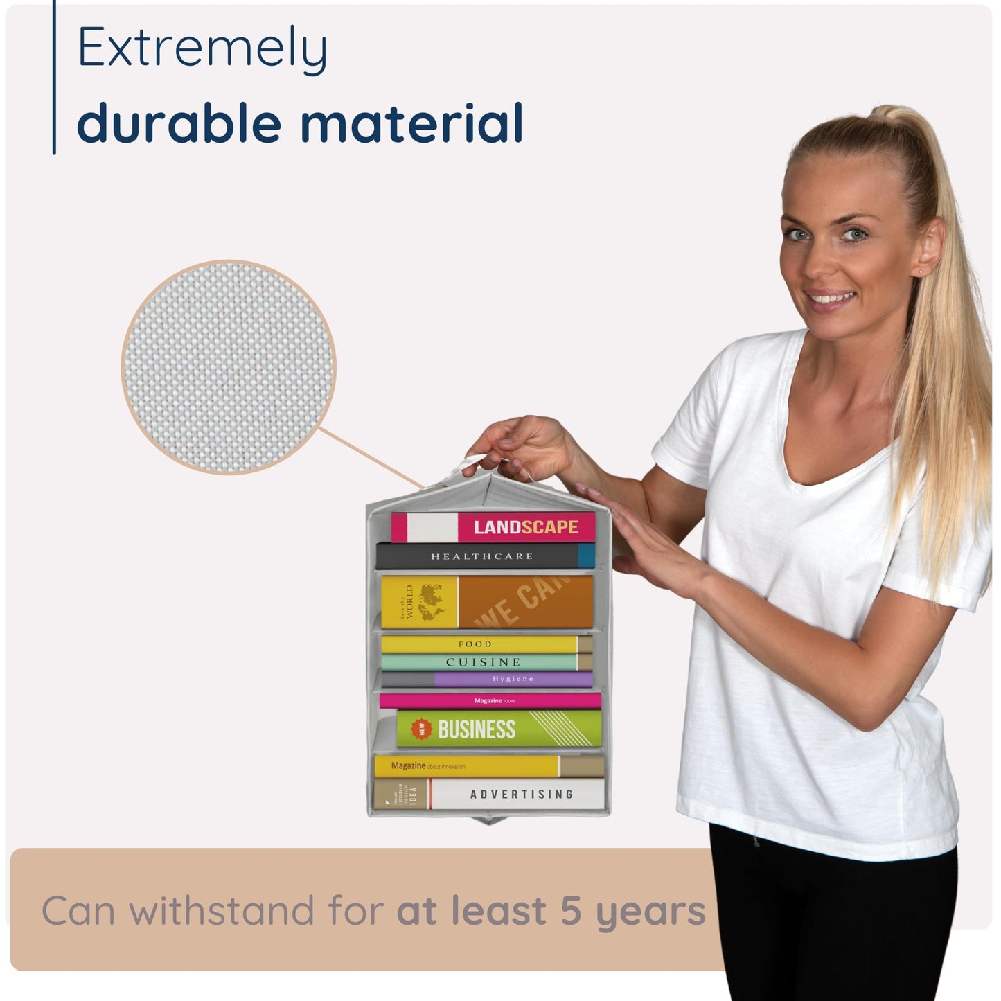 4CONVY Wardrobe Storage Organisers - Drawer Organisers for Clothes - Foldable, Stackable Organising Boxes with Compartments, Dividers and Handles