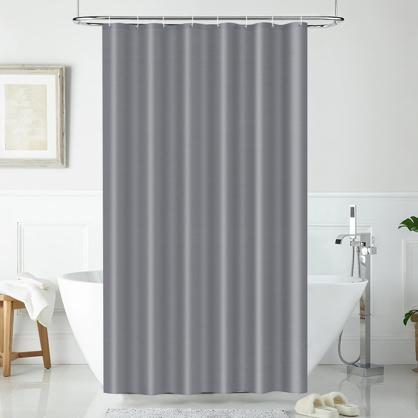 LUKDUNG 120 x 180 cm Polyester Textile Shower Curtain Anti-Mould for Bathroom Curtain for Bath Shower Made of Fabric Waterproof Washable Shower