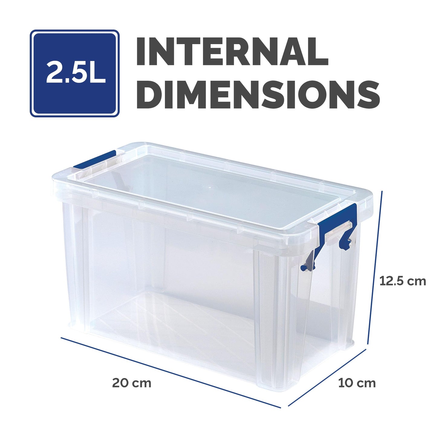 Bankers Box Storage Box 2.6L (6 Pack) - BPA-Free, Stackable Plastic Organizer with Clip-Lock Lid