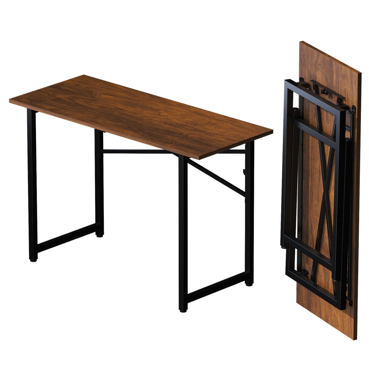 Lutown-Teen 120 cm Folding Desk No Assembly Required, Mahogany