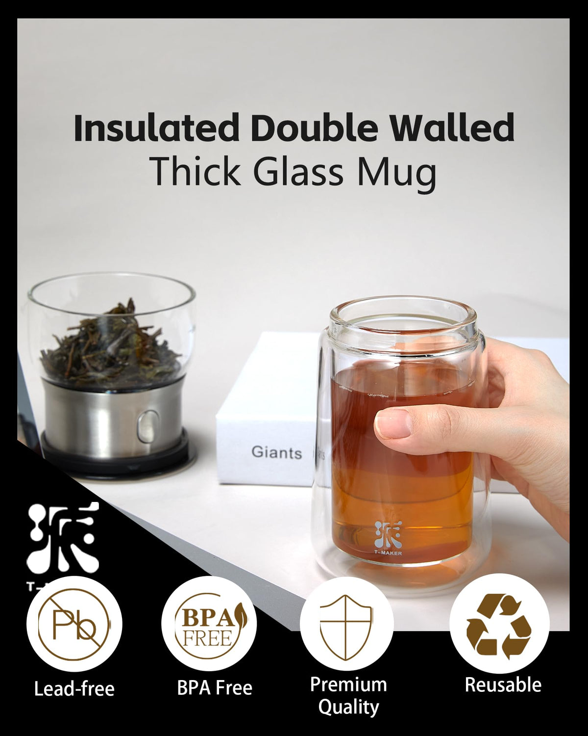 ZENS Modern Solo Tea Infuser Teapot, Smart One Touch Drip Tea Pot for Loose Tea Diffusers, Small Glass Gongfu Magic Teapot with 270ml Insulated Cup