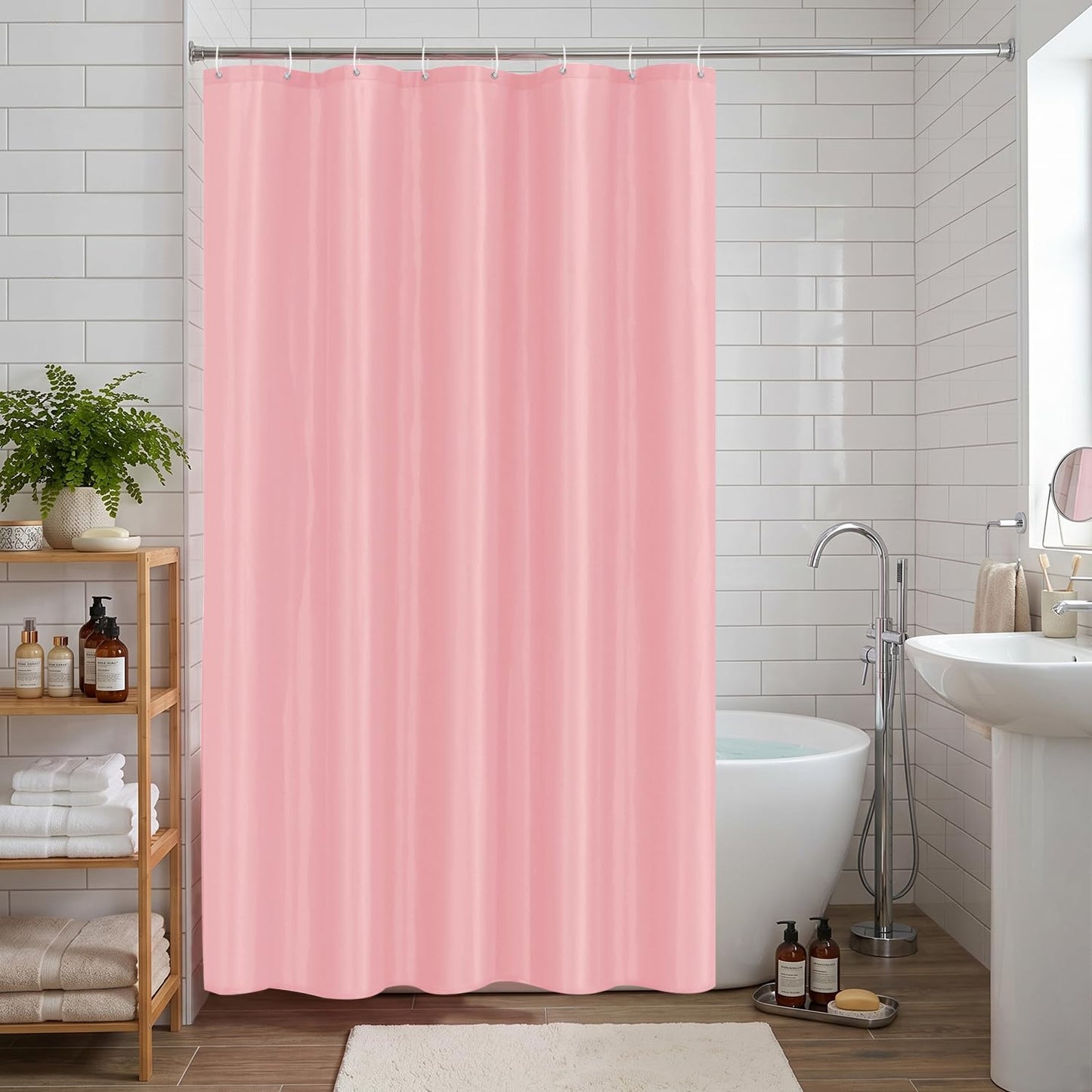 LUKDUNG 120 x 200 cm Polyester Textile Shower Curtain Anti-Mould for Bathroom, Curtain for Bathtub Shower Made of Fabric Waterproof Washable Shower