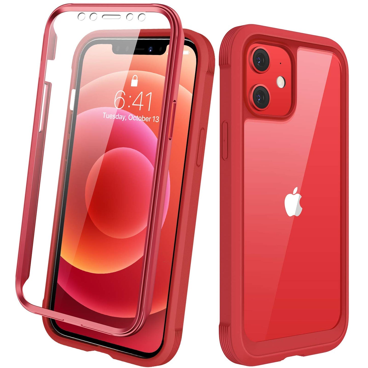 Diaclara Case Compatible with iPhone 12/12 Pro, 360? Full Body with Built-in Screen Protector Touch Sensitive Shockproof Bumper Case Cover Clear-Back