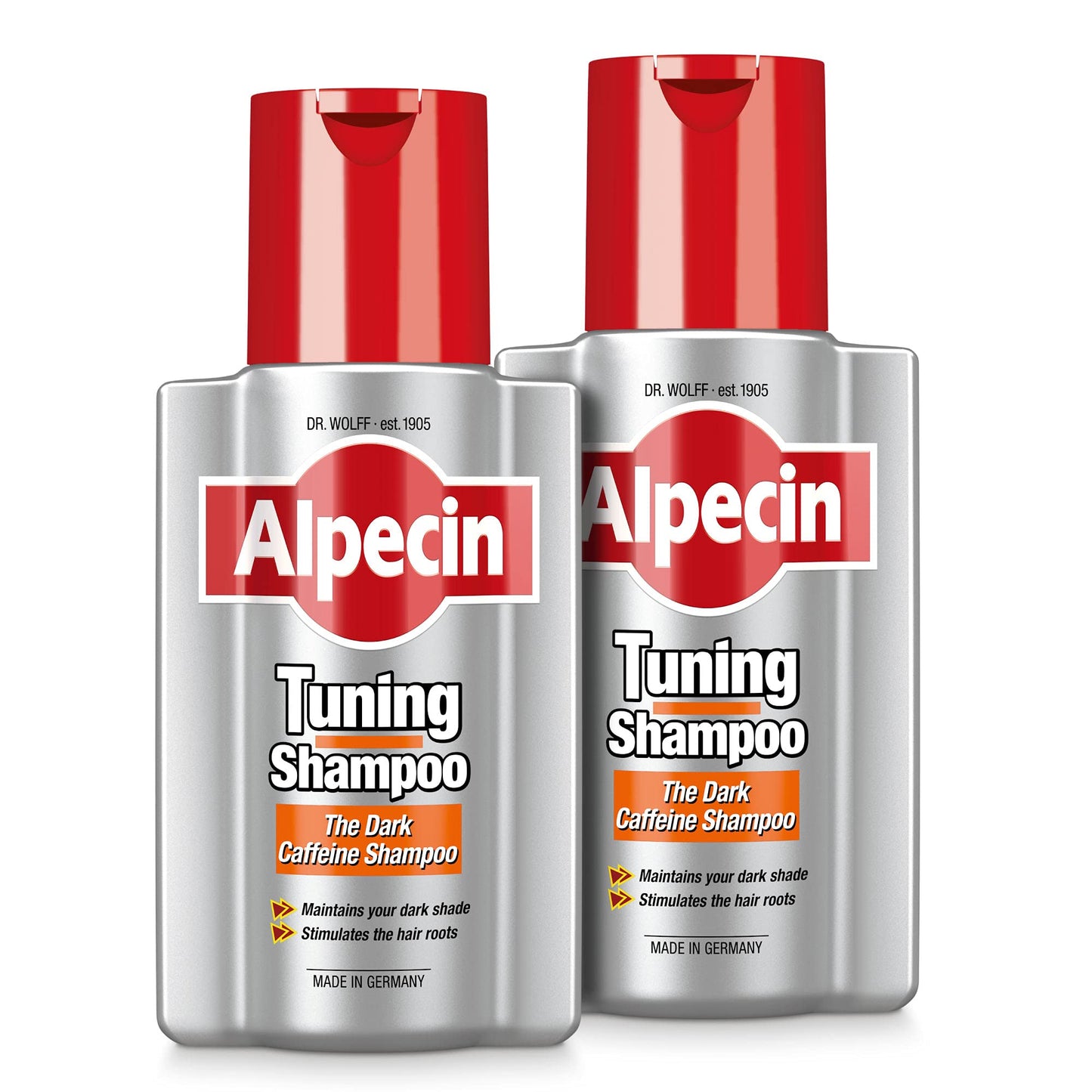 Alpecin Tuning Shampoo 2x 200ml | Preserves Natural Hair Colour and Supports Natural Hair Growth | Dark Caffeine Shampoo to Cover Early Grey Hairs |