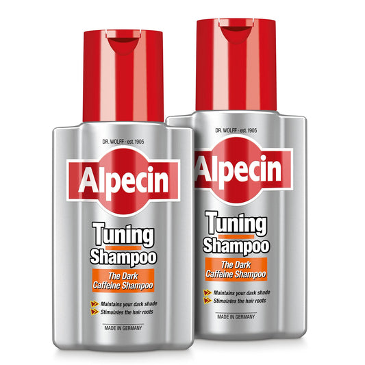 Alpecin Tuning Shampoo 2x 200ml | Preserves Natural Hair Colour and Supports Natural Hair Growth | Dark Caffeine Shampoo to Cover Early Grey Hairs |