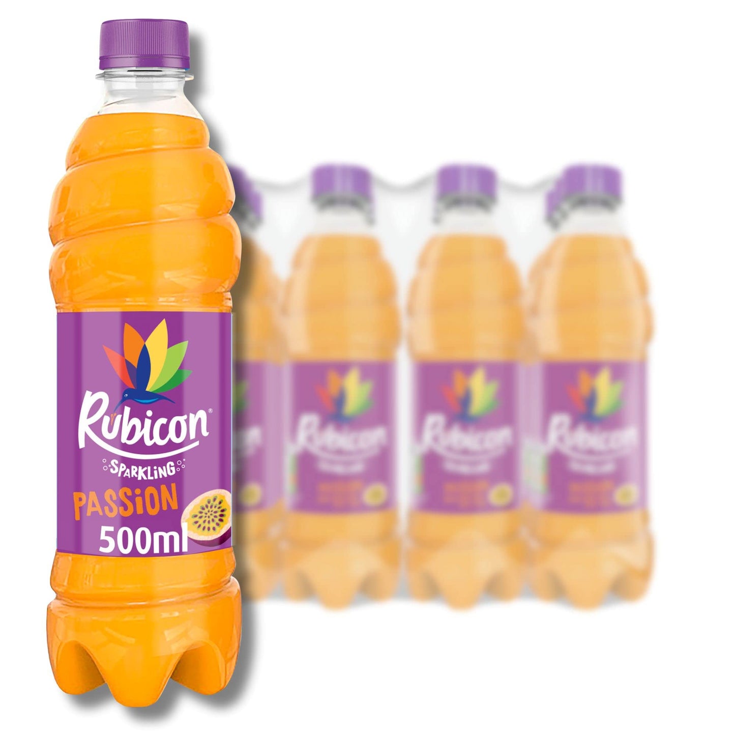 Rubicon 12 Pack Sparkling Passion Flavoured Fizzy Drink with Real Fruit Juice, Handpicked Fruits for a Temptingly Intense Taste "Made of Different