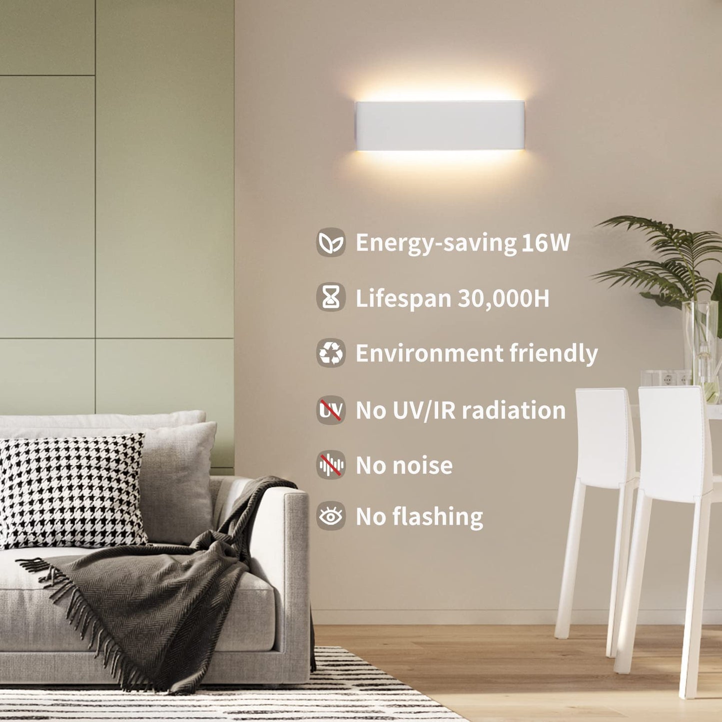 CANMEIJIA 2 Pack LED Wall Lights Indoor 41CM, 16W Wall Lamp 3000K Warm Light Up and Down Wall Lights Aluminum Modern Style for Bedroom Bathroom Living