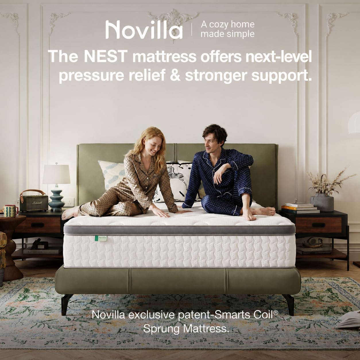Novilla 2FT6 Small Single Mattress - 25cm Medium Firm Hybrid Mattresses | UK Pocket Sprung & Foam for Target Support & Luxury Comfort