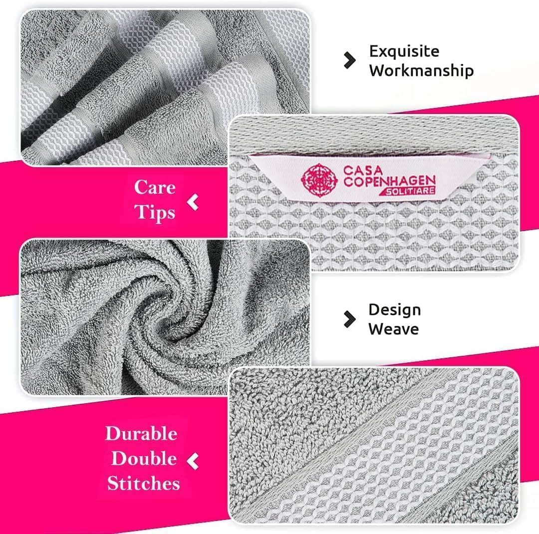 CASA COPENHAGEN Solitaire Towel Set, designed in Denmark, 600 g/m², Hotel & Spa, Kitchen & Bathroom, 6-piece set with 2 bath towels, 2 hand towels