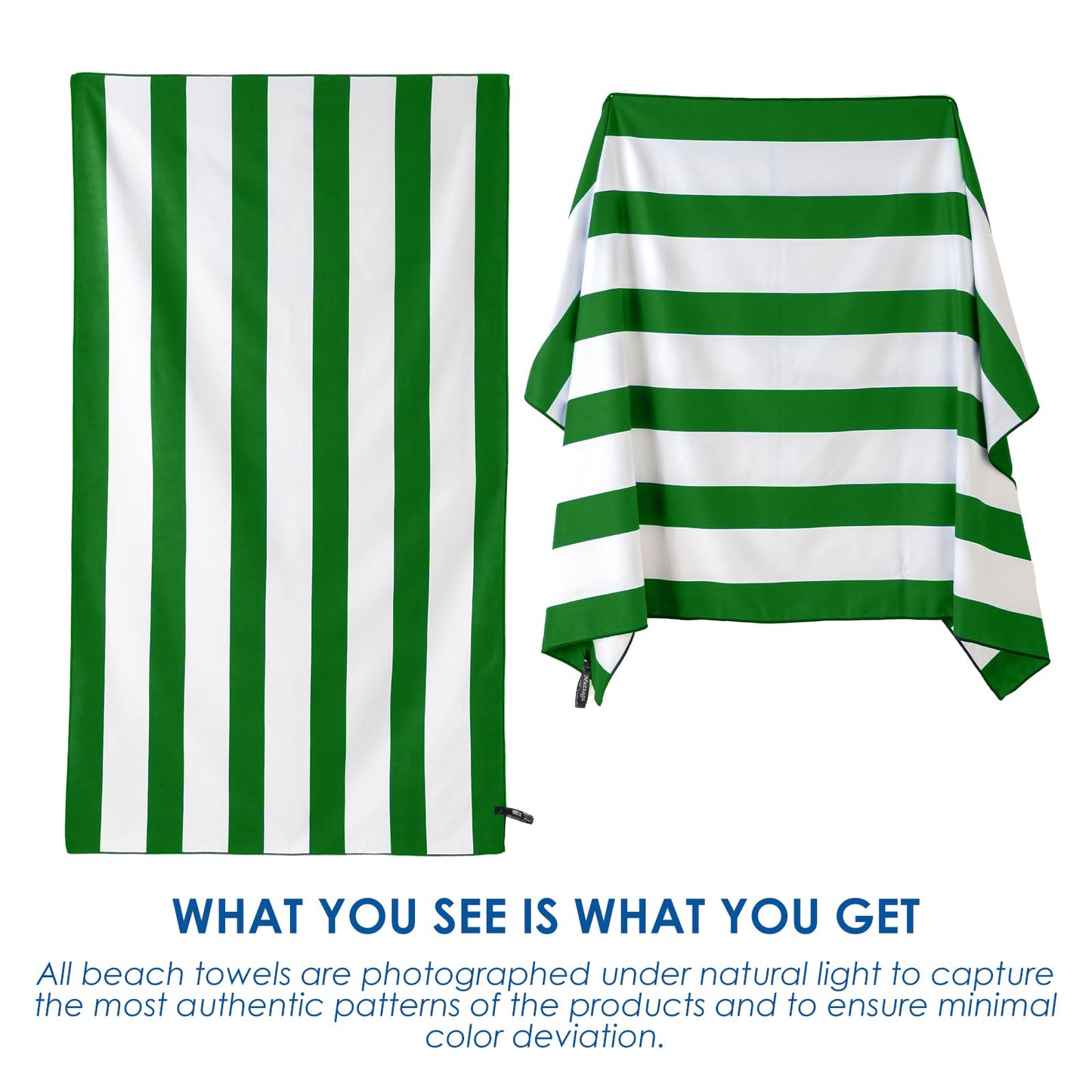 Muztaga Microfibre Beach Towel - Sand Free, Quick Dry, Large 160 x 90 cm Striped Pool Towels for Adults & Kids