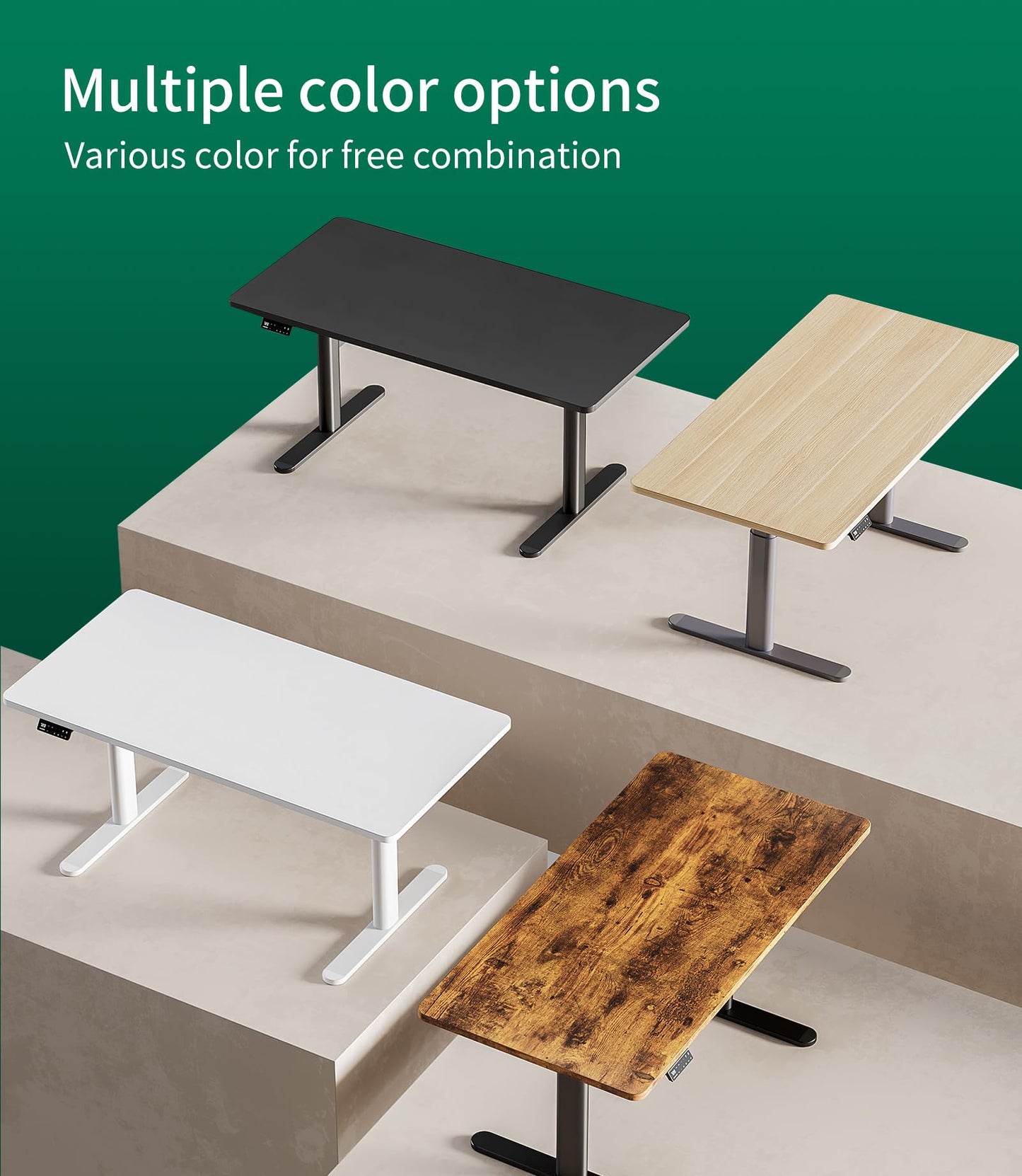 MAIDeSITe Table Top,Desktop for Height Adjustable Electric Standing Desk,Black,100 * 60 * 2.5 cm