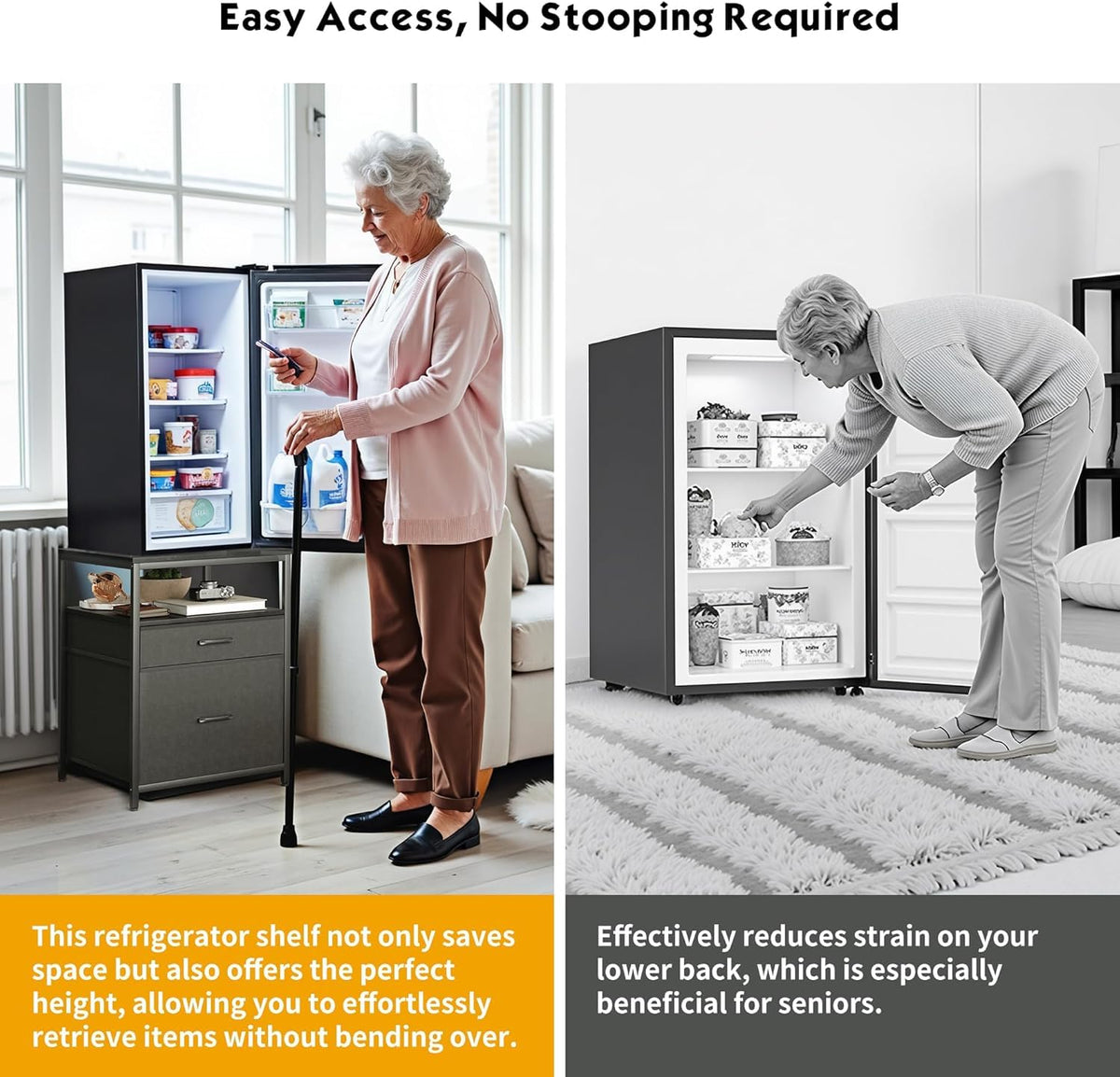 Herture Mini Fridge Stand, Small Refrigerator Stand with 3 Storage