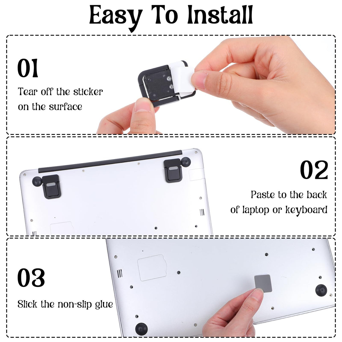 MBAIYO 4PCS Portable Keyboard Riser Self Adhesive Laptop Stand Invisible Mini Computer Feet for Desk Computer Keyboard Stand Laptop Holder with Anti