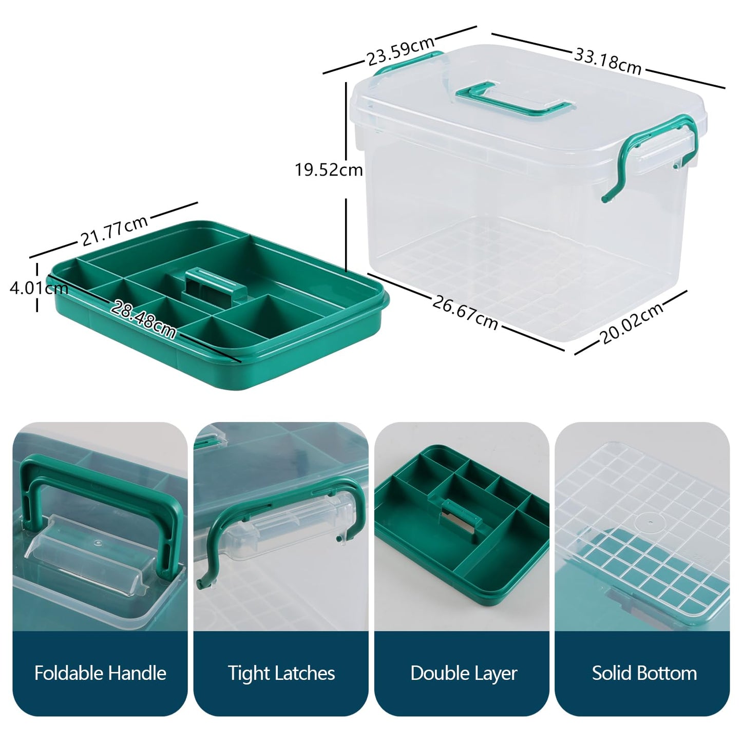 Gloreen Empty First Aid Organizer Box, Clear Medicine Storage Box with Lid