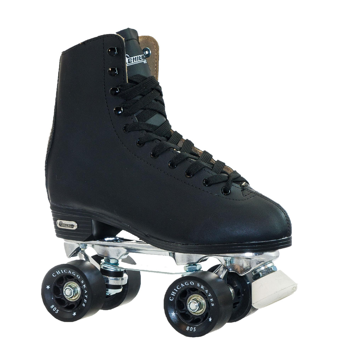 Chicago Skates Men's Premium Leather Lined Rink Roller Skate - Classic Black Quad Skates - Size 6