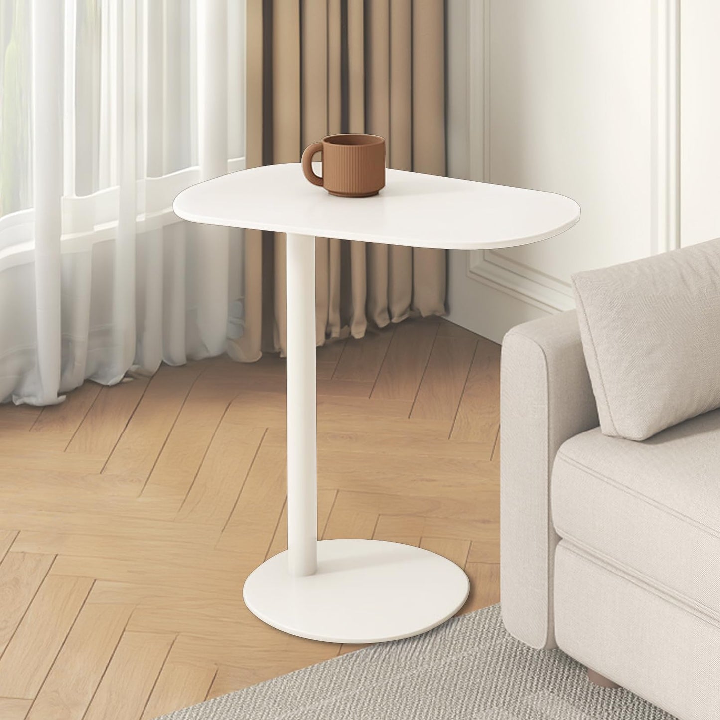 Metal C Shaped Side Table, Modern C Shaped End Table for Sofa/Bed, Small Iron Couch Tables That Slide Under