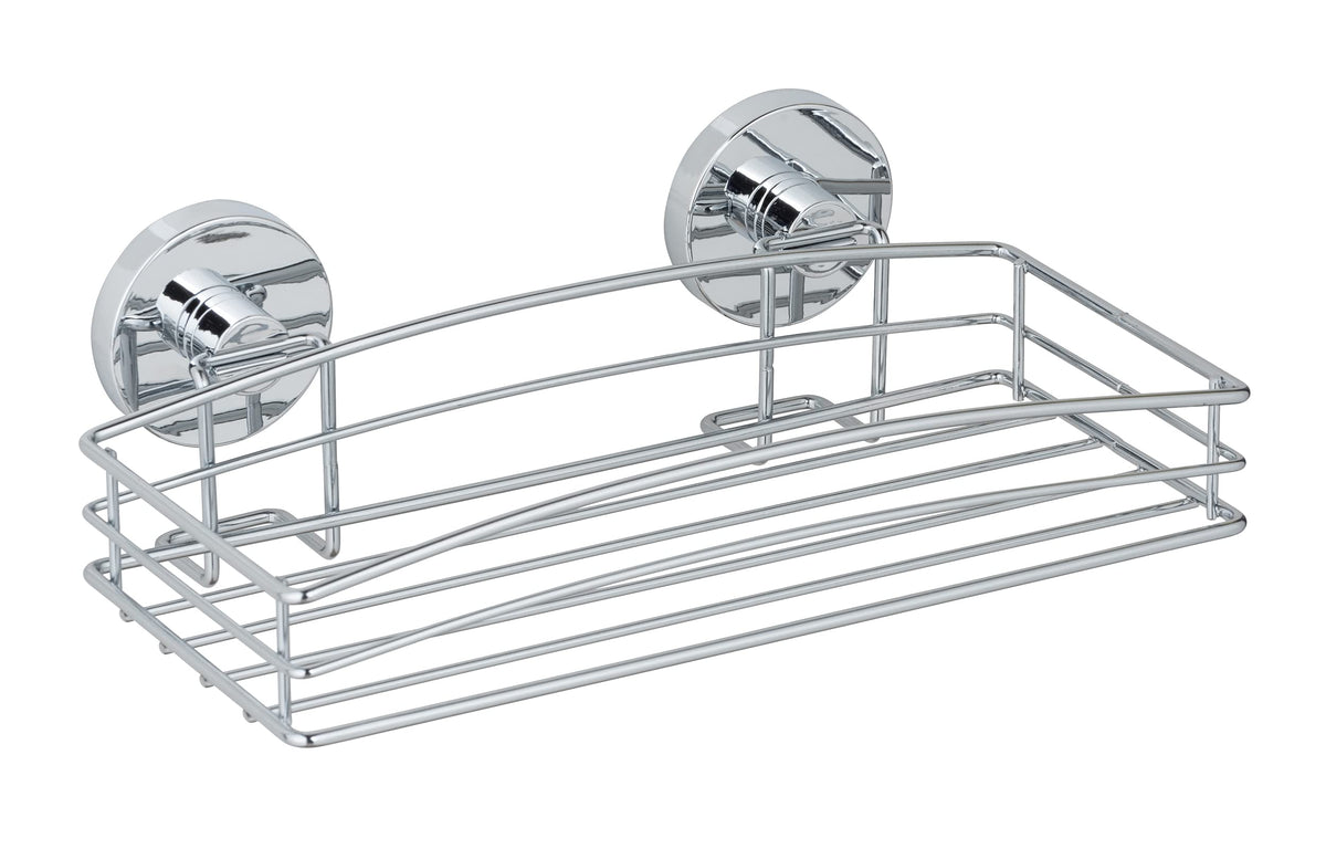 WENKO 20883100 Vacuum-Loc? wall shelf - fixing without drilling, Steel, 26 x 6.5 x 14 cm, Chrome
