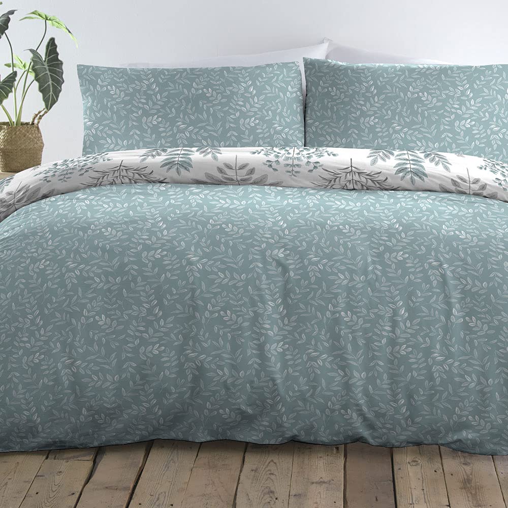 Dreams & Drapes - Emily - Easy Care Duvet Cover Set -3 pieces, King Bed Size in Duck Egg