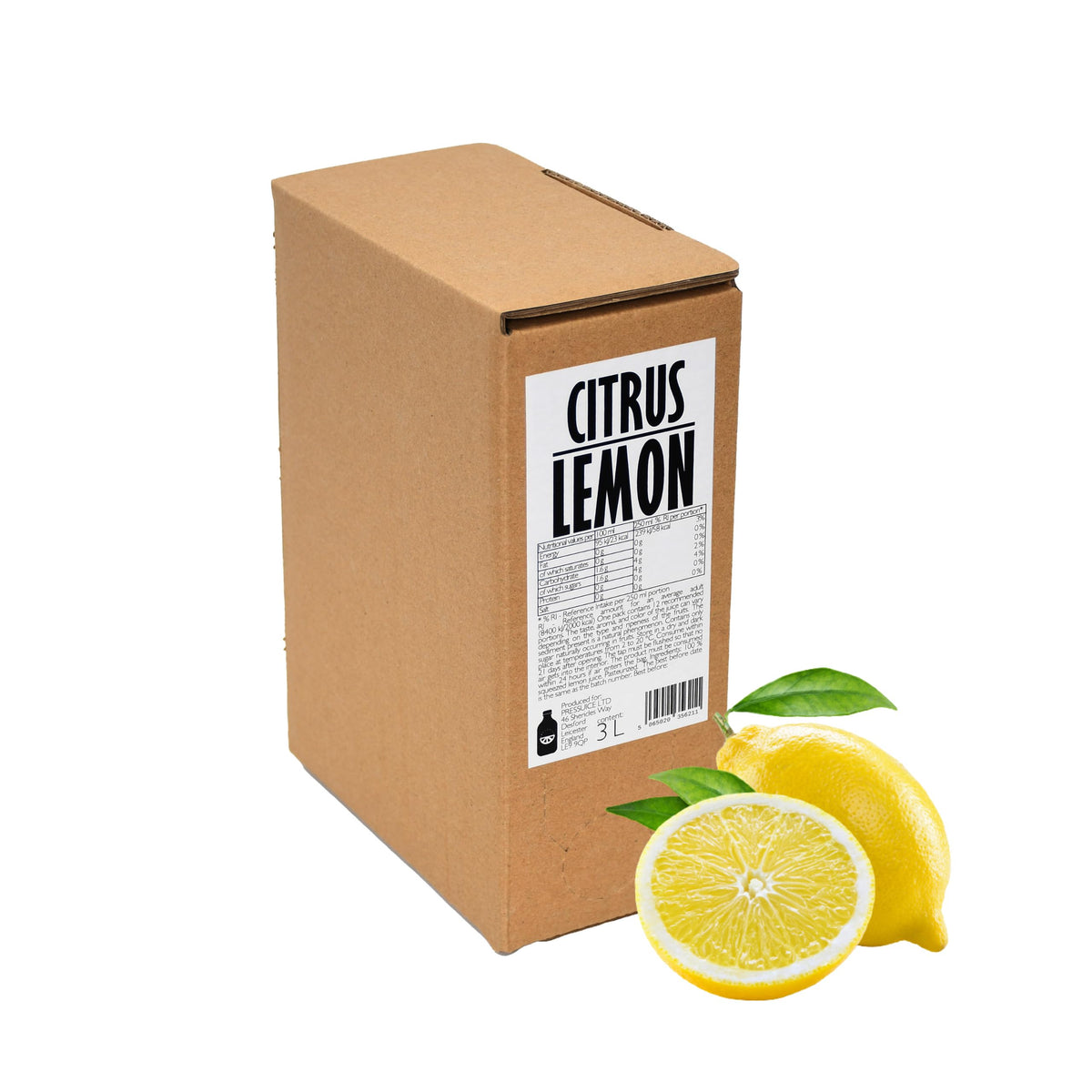 PRESSUICE Fresh Citrus Lemon Juice not from concentrate - 1 carton 3 liters - Fruit Pure Lemons Juices NFC - Pressed Semi Sweet Drink - No added Sugar