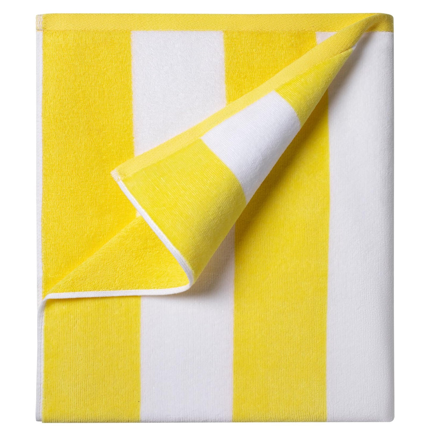 Ouxiaobai Cotton Oversized Beach Towel - 35 x 70 Inch Large Size Pool Towel, Striped Soft Cabana Swim Towel (Yellow)