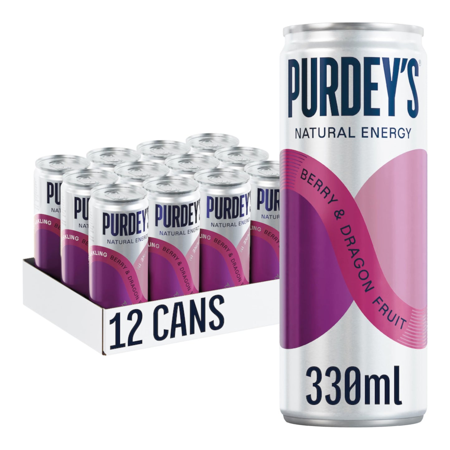 Purdey's Natural Energy Berry & Dragon fruit 330ml Can (Pack of 12)