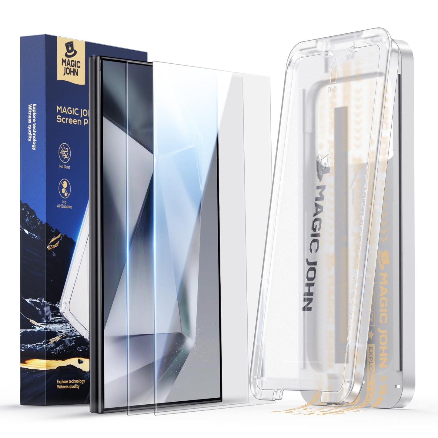 MAGIC JOHN 3rd Gen Upgraded for Samsung Galaxy S24 Ultra Screen Protector 6.8 inch, HD Clear, Shatterproof Tempered Film, Auto Dust-Elimination,
