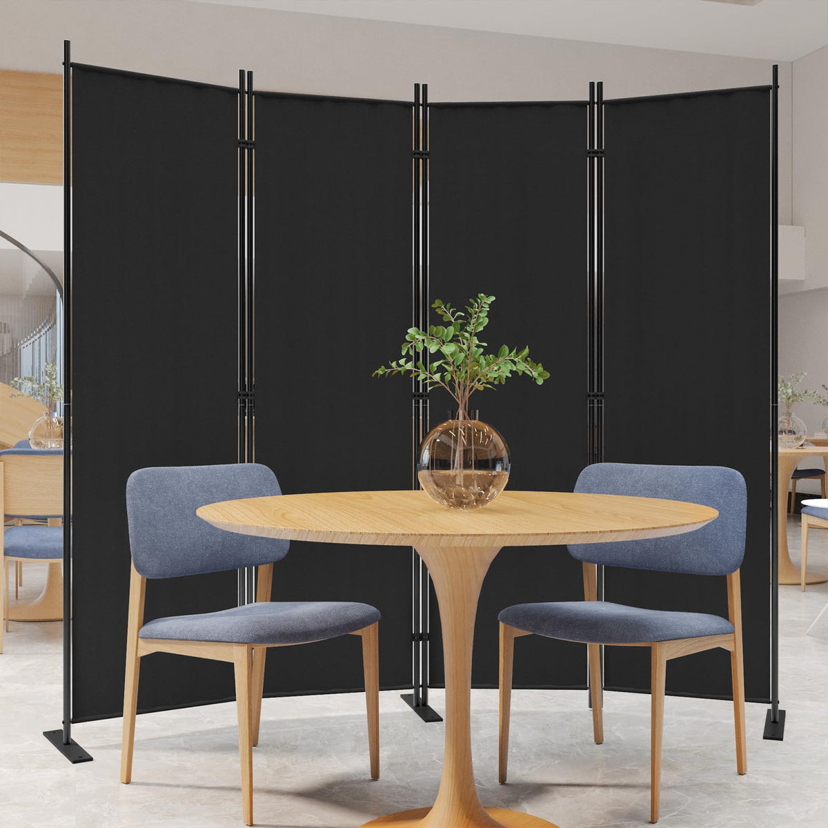 C-Hopetree 4 Panels Room Divider, 180cm Tall Indoor Folding Privacy Screen, Portable Partition Separator, Freestanding Separation Temporary Wall for
