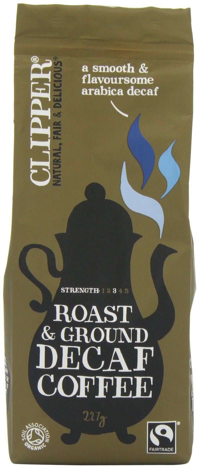 Clipper Fairtrade Organic Decaffeinated Roast and Ground Arabica Coffee 227 g (Pack of 2)