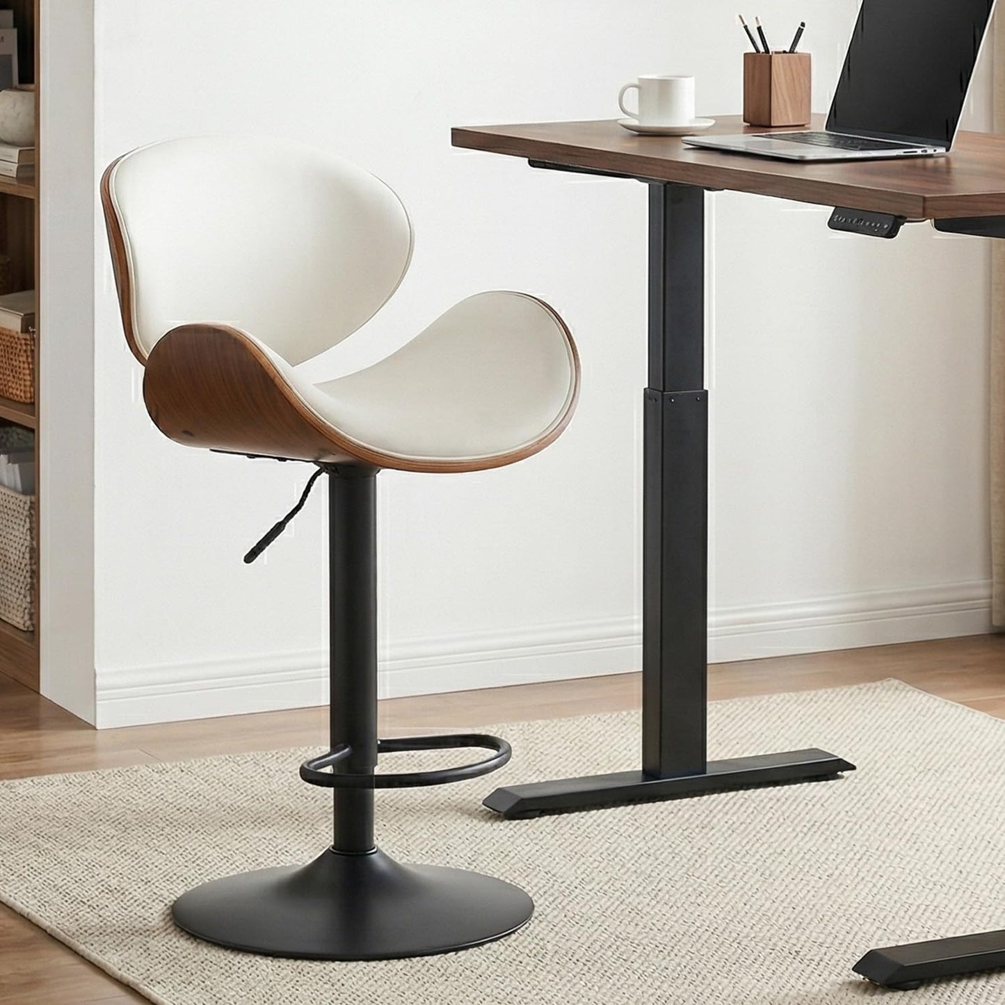 Kidol&Shellder Single Bar Stools, Bentwood Kitchen Stools, White