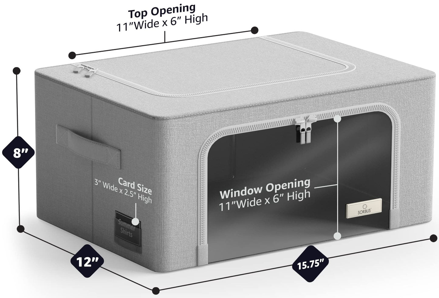 Sorbus Clothes Storage Organizer Bins,Stackable & Foldable Fabric Container Set with Large Clear Window & Carry Handles,For Bedroom, Closet, Linens