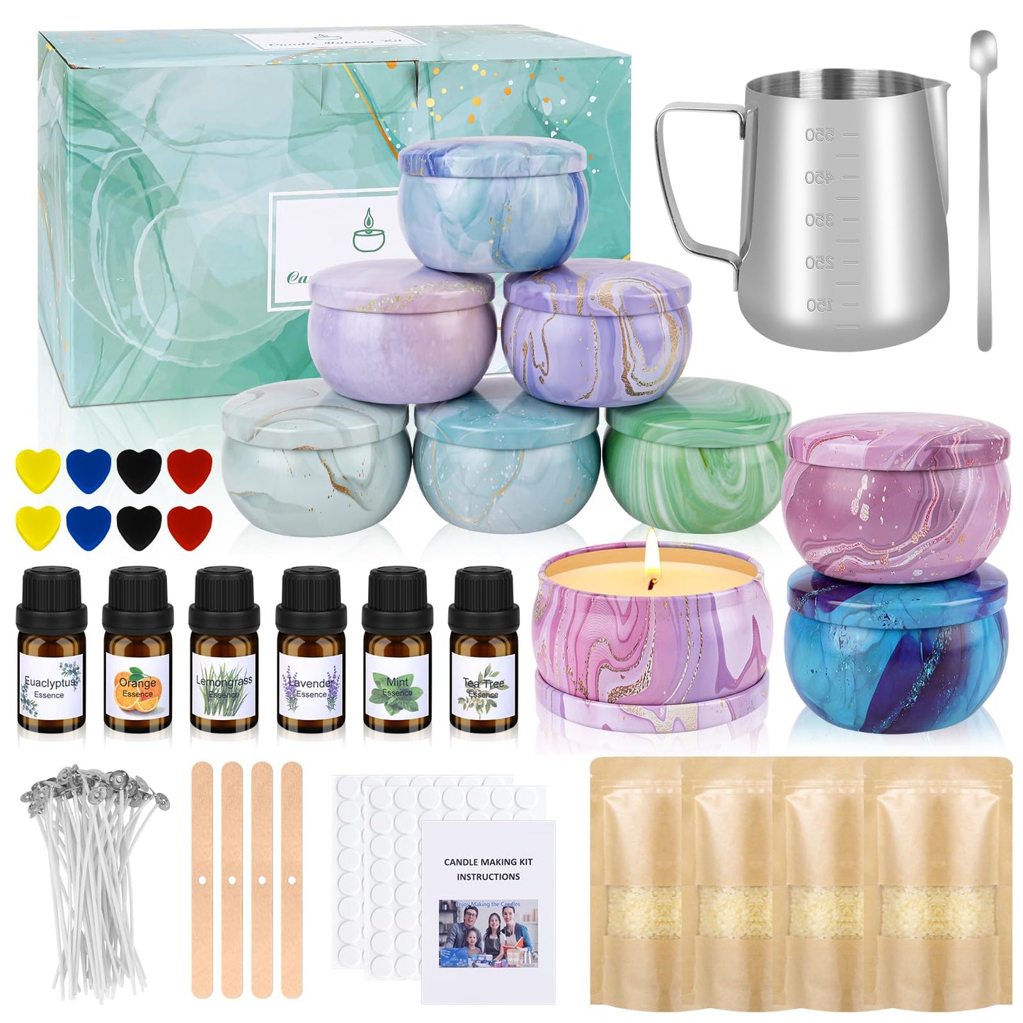 Candle Making Kit, Make Your Own Candles, Candle Making Supplies for Beginners with Beeswax, Wicks, Candle Tins, and More, Arts and Crafts for Adults