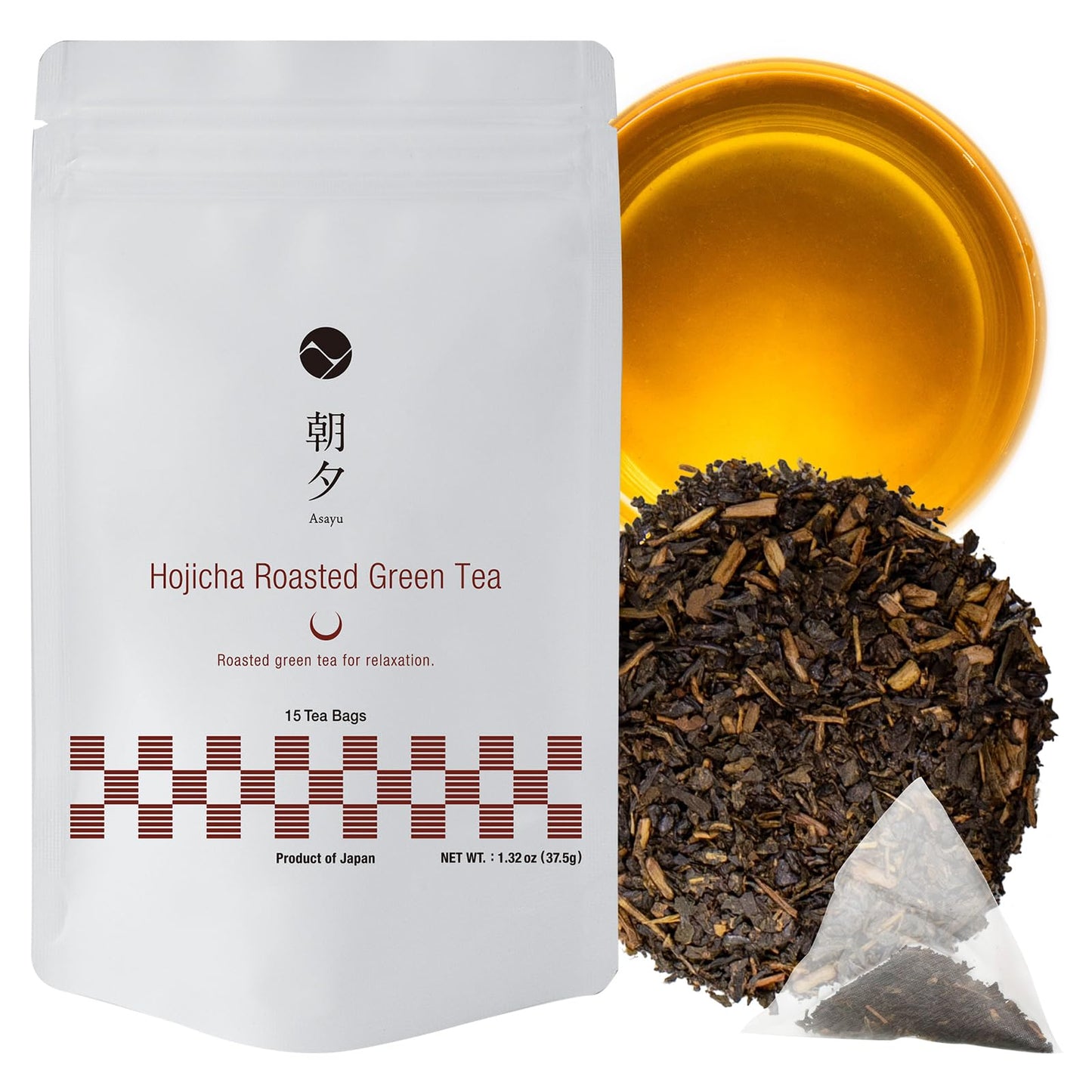 Asayu Japan Hojicha Green Tea ? 15 Tea Bags (2.5g Each), Premium Roasted Japanese Green Tea, 100% Made in Japan, Perfect for Evening Relaxation