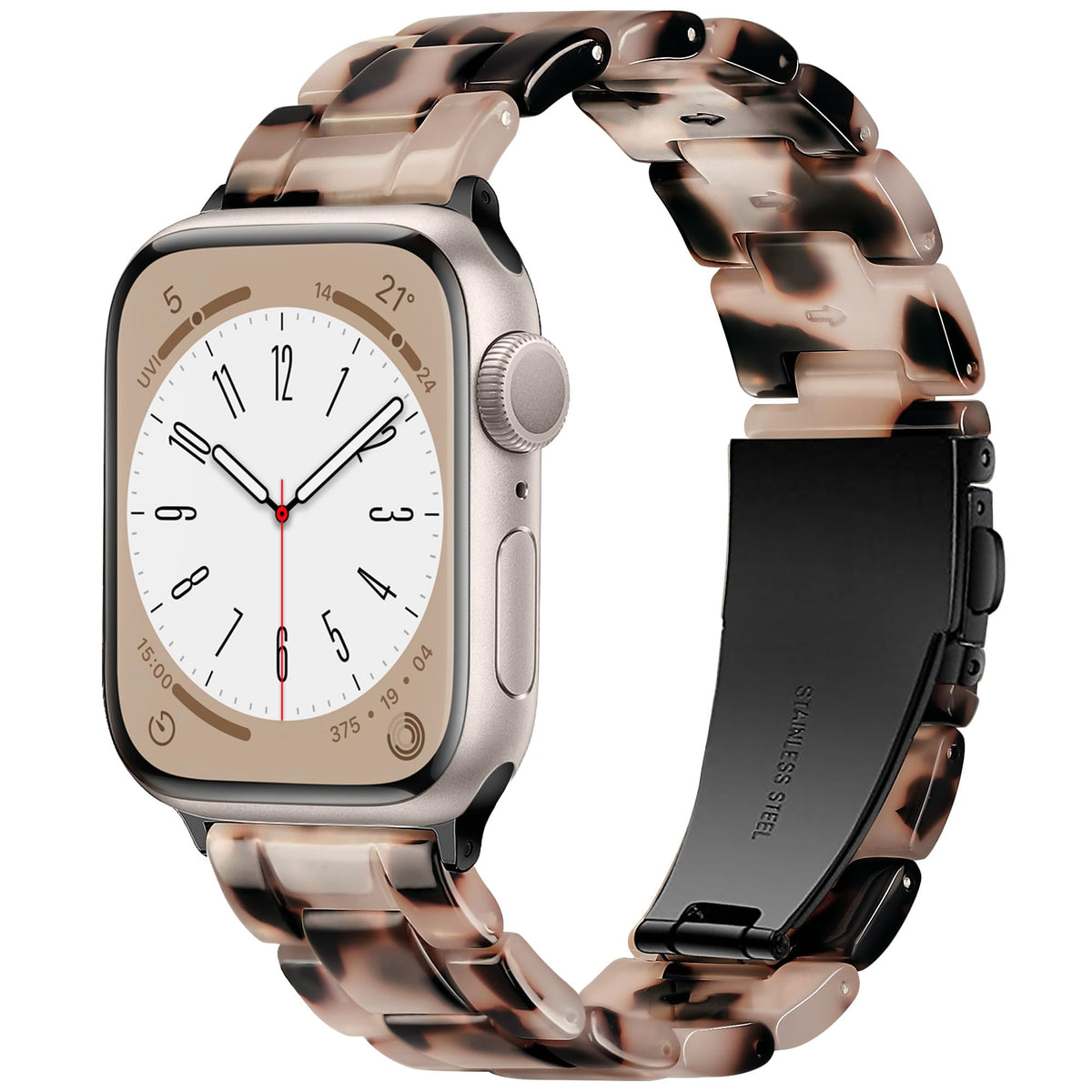 Vamyzji Compatible with Apple Watch Strap 42mm(Series 11 10) 41mm 40mm 38mm, Light Resin Waterproof Sport iWatch Strap, Black Stainless Steel Clasp