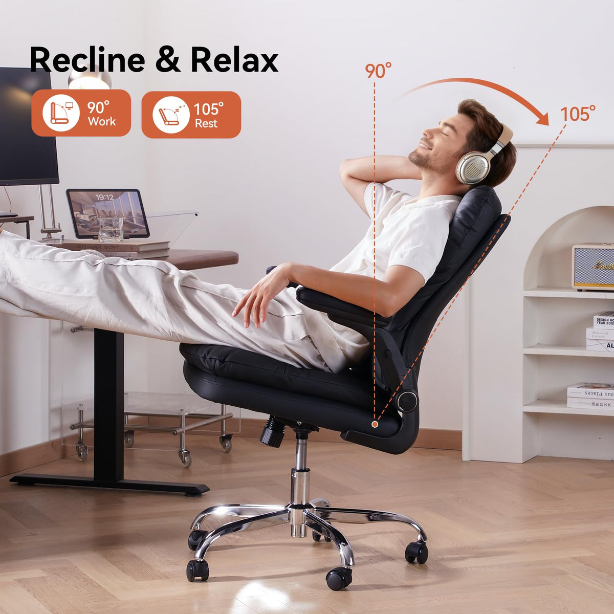 LEAGOO Office Chair Mid Back Executive Chair with Wheels for Home Office