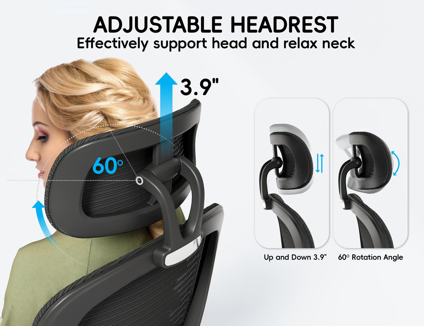 TRALT Office Chair - Ergonomic Office Chair with Back Support - Home Office Desk Chairs - 330lbs Wide Seat Big and Tall Office Chairs with Headrest