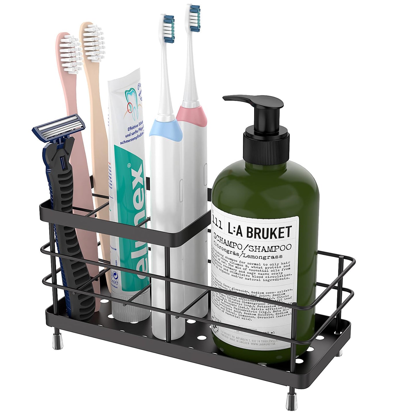 Luxspire Toothbrush Holders, 6 Slots Stainless Steel Tooth Brush Holder with Drainage, Toothbrush Holder for Bathroom Countertop & Kitchen Sink,
