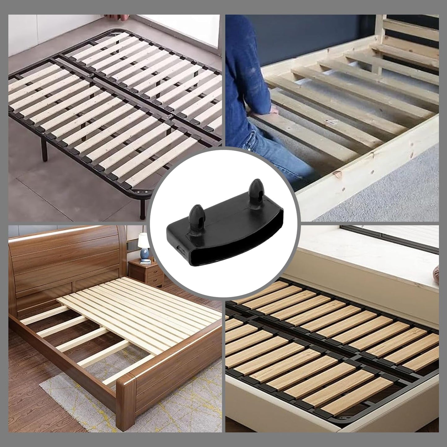 Solvayne 12-Piece Bed Slat Support Clips, Reinforced Side and Center Rail Holders for Single, Double, and King Size Beds