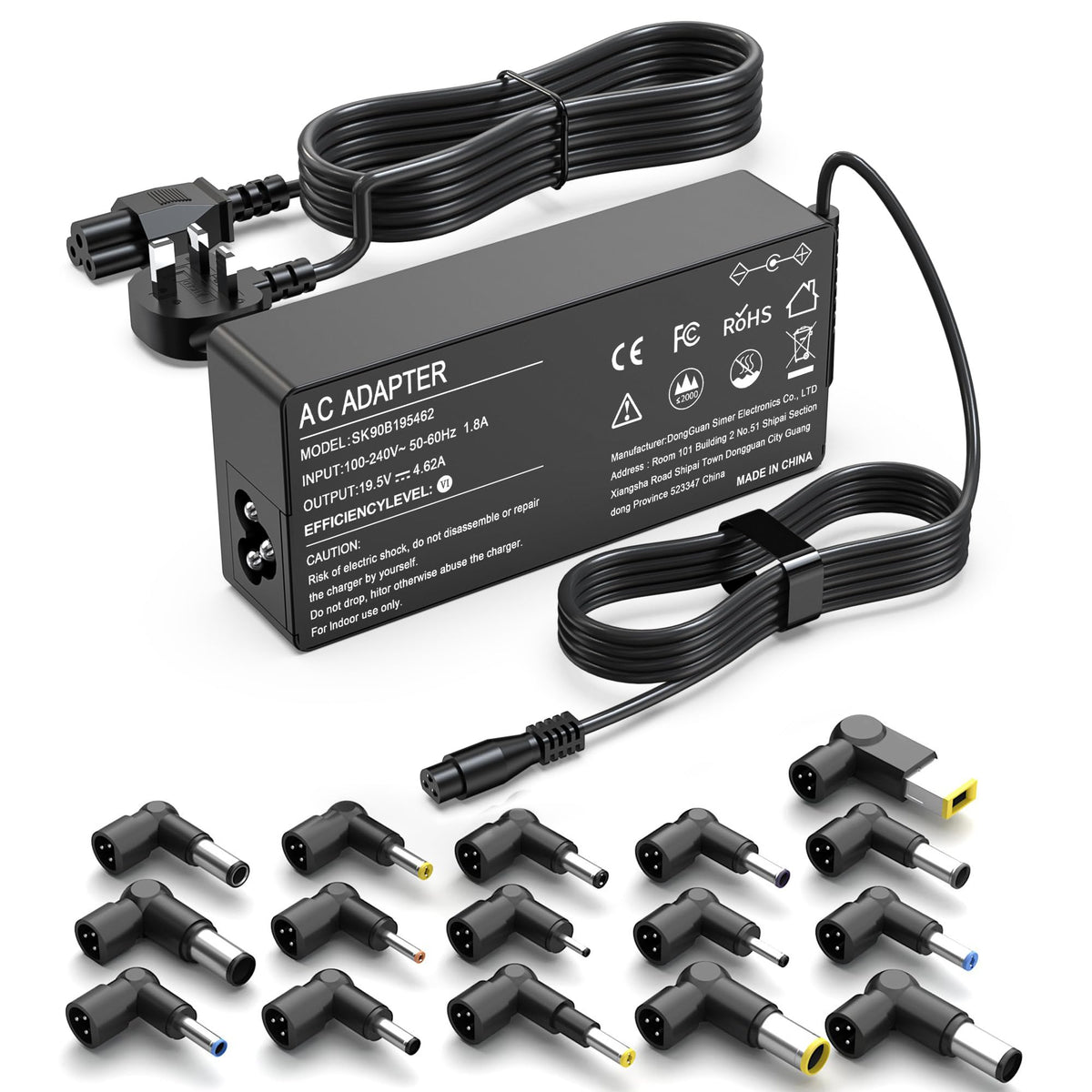 FUDCOCWN 90W Universal Laptop Charger UK AC Power Adapter Compatible with HP Dell Lenovo Acer ASUS Sony Notebook Ultrabook 19.5V Supply Cord with 16