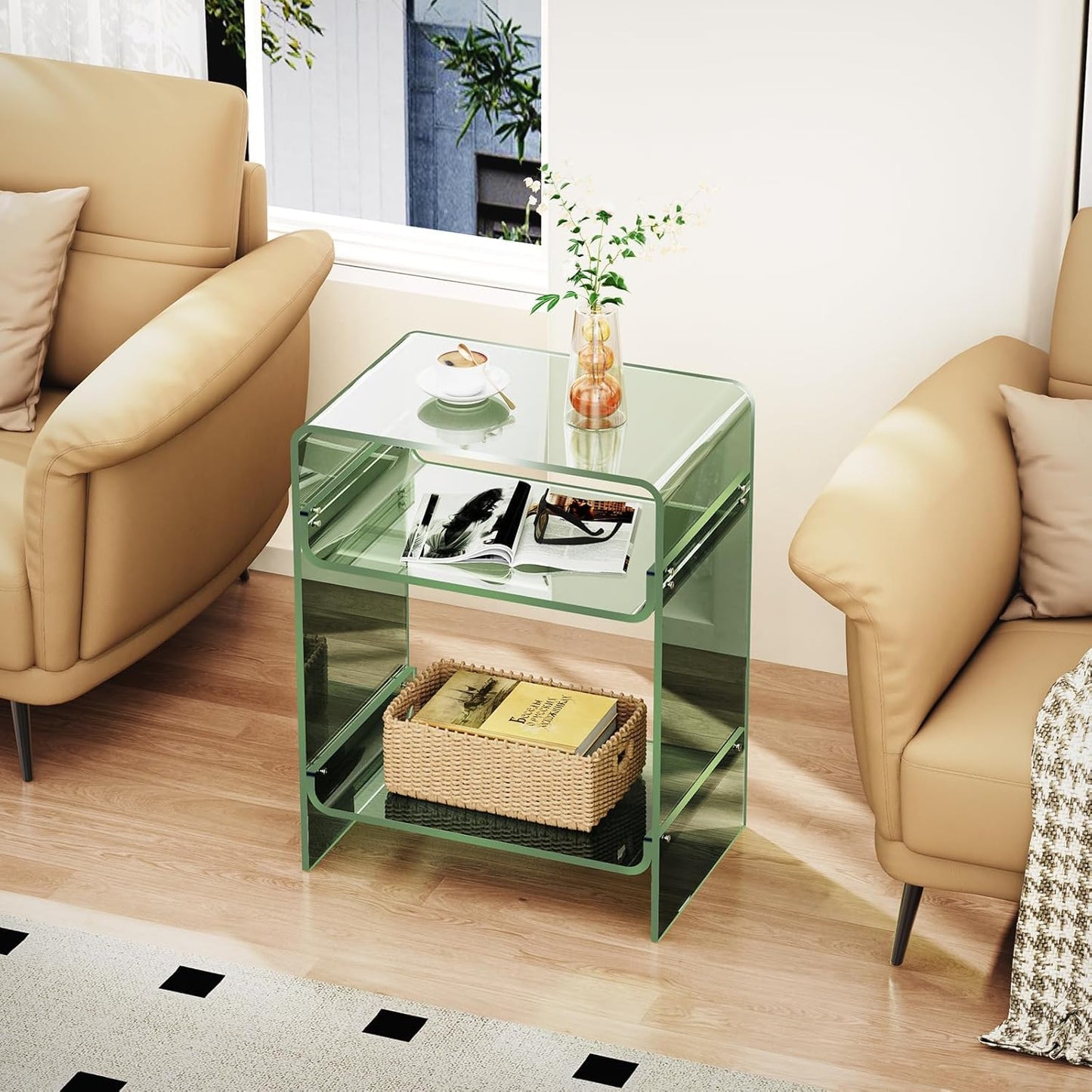 solaround Acrylic Side Table, 45 x 30 x 58 cm, Green
