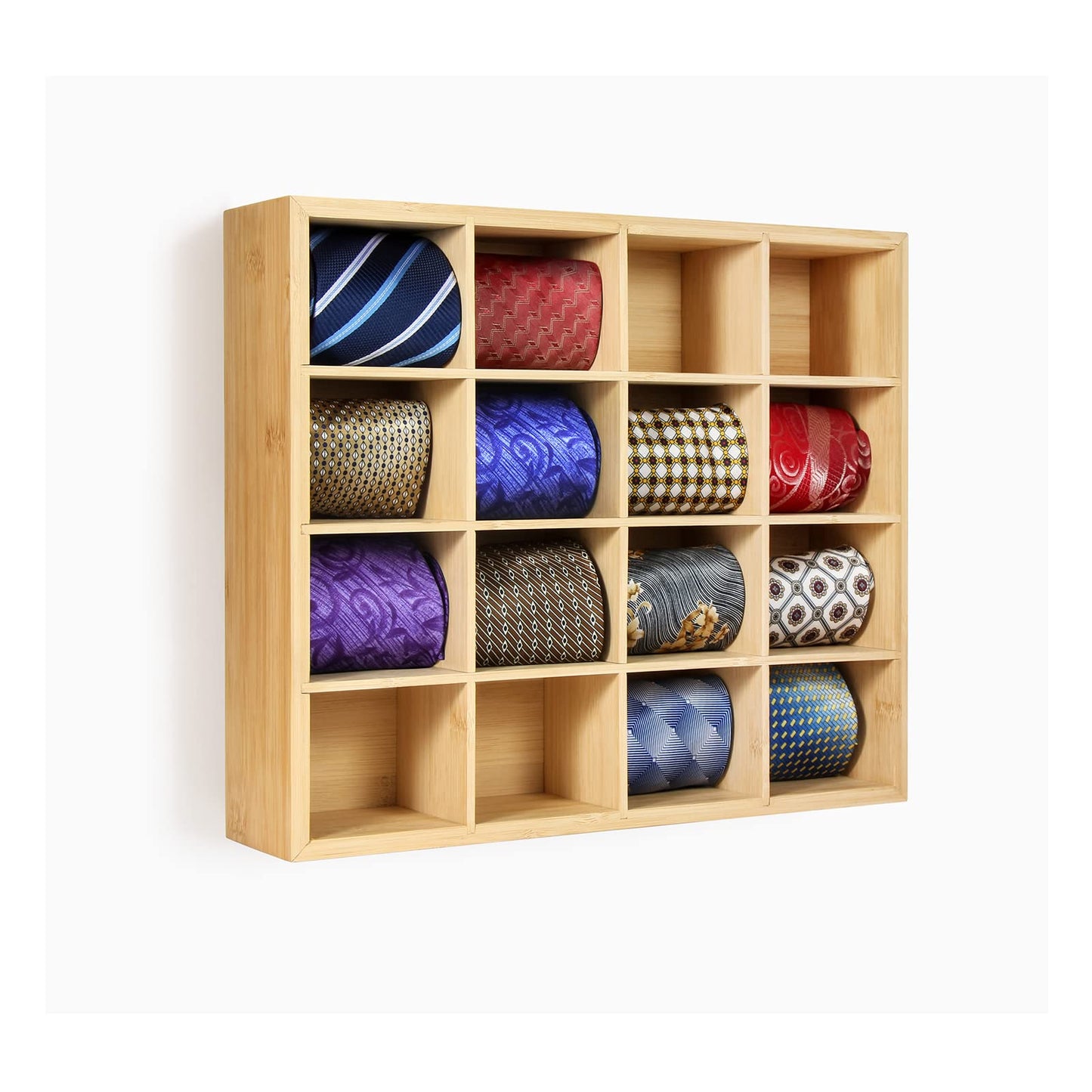 B4Life Tie Rack Wall Mounted Tie Box,Tie Organizer Tie Display Racks for Wall, Bamboo Tie Storage Tie Organizer for Men Tie Holder Wall Mount